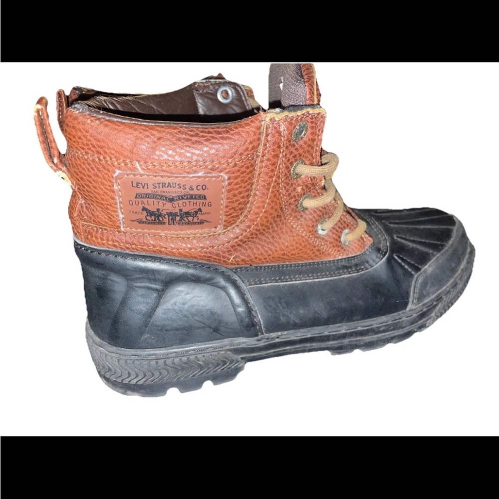 Levi Strauss Brown Black Men's Duck Boots Lace Up Ankle Synthetic Casual Sz 7